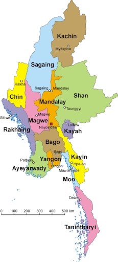 写真: ミャンマーの州