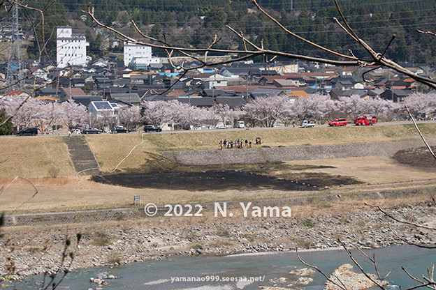 2022年4月9日、手取川火災風景