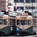 写真: 19980315富山地鉄7019と7023旧塗装並び＠富山駅前