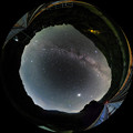 写真: 奥大井レインボーブリッジ　星空 魚眼風220度