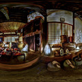 藤枝市岡部町　大旅籠柏屋 主屋台所の”陶器の灯り”　360度パノラマ写真