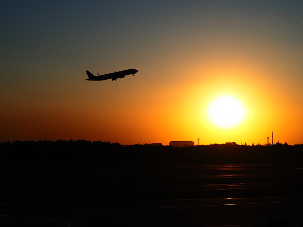 写真: 成田空港の夕暮れ1