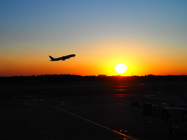 写真: 成田空港の夕暮れ2