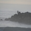 写真: 霧の日の釣り人