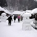 写真: 雪の大内宿