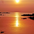 写真: 夕景　能登は赤住海岸