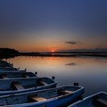 写真: 印旛沼の日の出　その１