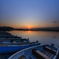 写真: 印旛沼の日の出　その２