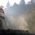 写真: 川霧にスポットライト