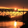 Photos: 列車の向こうに夕陽