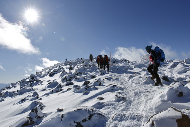 日本の山 雪山講習会STEP2 蓼科山 もうすぐ頂上