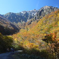 Photos: 登山道とマチガ沢の紅葉