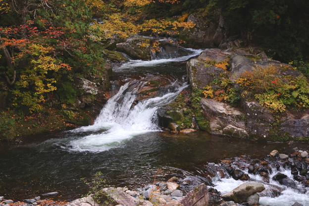 写真: 翡翠の滝の紅葉風景