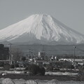 写真: モノクロ　富士山