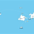 写真: 与那国島、石垣島の地図