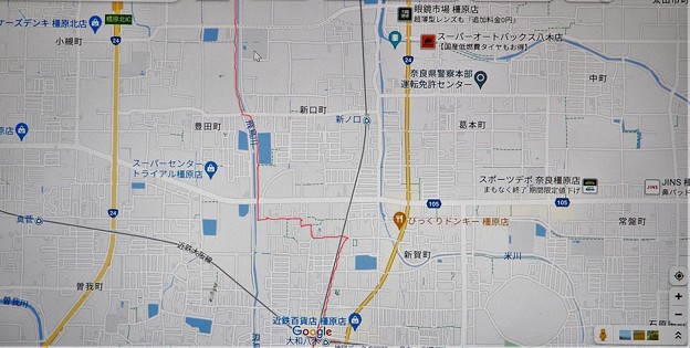 写真: ルート地図６・飛鳥川自転車道（県営福祉パーク南）→近鉄八木駅