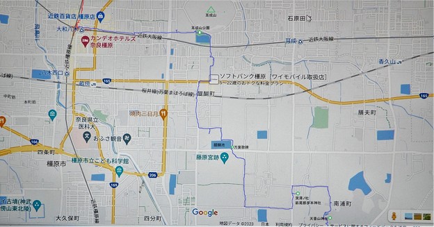 ルート地図７・近鉄八木駅→天香山神社