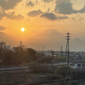 写真: 夕日と富士山
