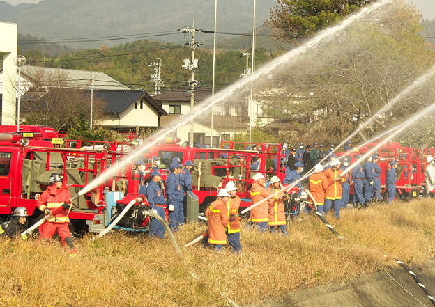 写真: 隠岐の島町消防団一斉放水（４）