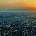 写真: 横浜ランドマークからの夕陽