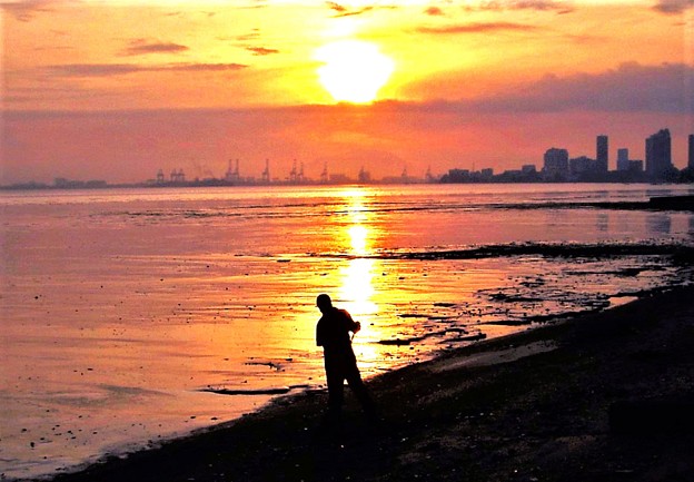 写真: 海岸清掃人 の朝