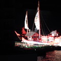 写真: 聖火ランナーを乗せる予定の復元唐船