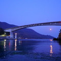 写真: 橋の下の満月