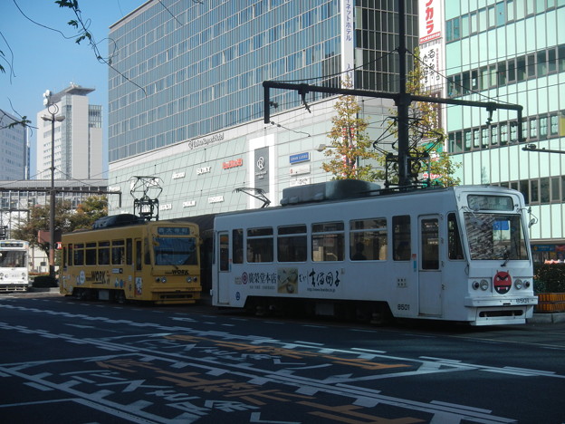 写真: Okayama Electric Tramway, Okayama Station disembark platform
