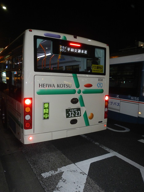 写真: [Electric bus] Heiwa Kotsu large city bus built by BYD (rear)