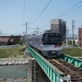 写真: Kamikochi Line train on Tagawa Bridge