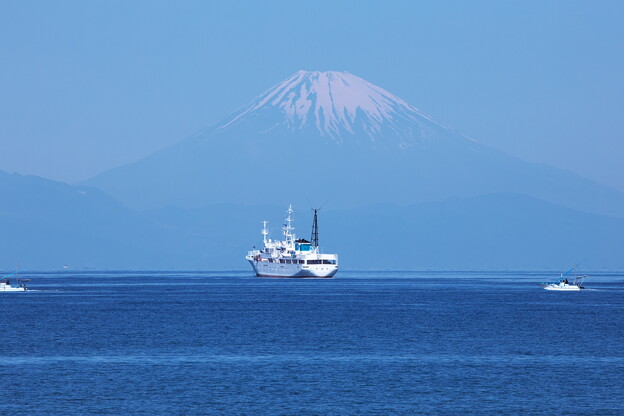 写真: 千潮丸と富士山