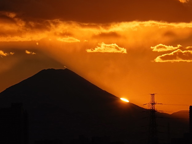 写真: 富士への日没