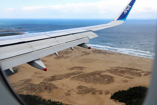 写真: 空からの鳥取砂丘