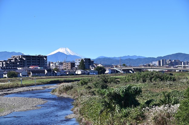 写真: 浅川からの富士山