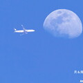 写真: 月＆飛行機（3月20日）