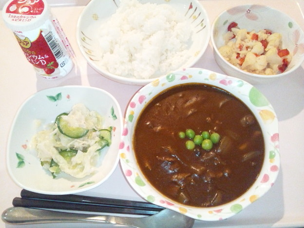 写真: ９月２４日夕食(ビーフハヤシライス) #病院食