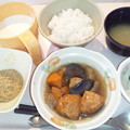 写真: １０月１日朝食(魚河岸揚げの煮物) #病院食