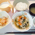 写真: １０月１７日昼食(高野豆腐と青梗菜のそぼろ煮) #病院食