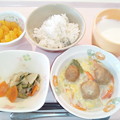 写真: １２月６日朝食(肉団子と白菜の豆乳クリーム煮) #病院食