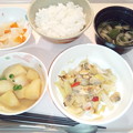 写真: １月２０日夕食(キャベツとあさりの生姜炒め) #病院食