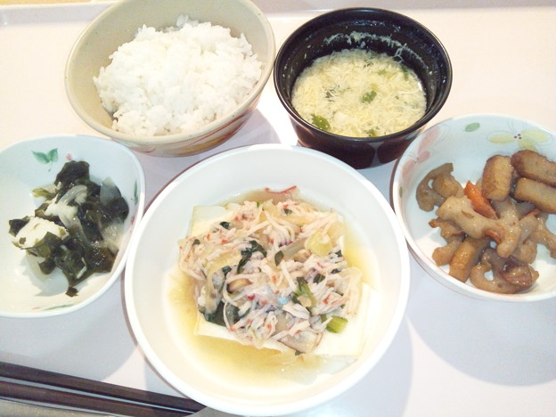 ６月１日夕食(豆腐ステーキかに野菜あん) #病院食