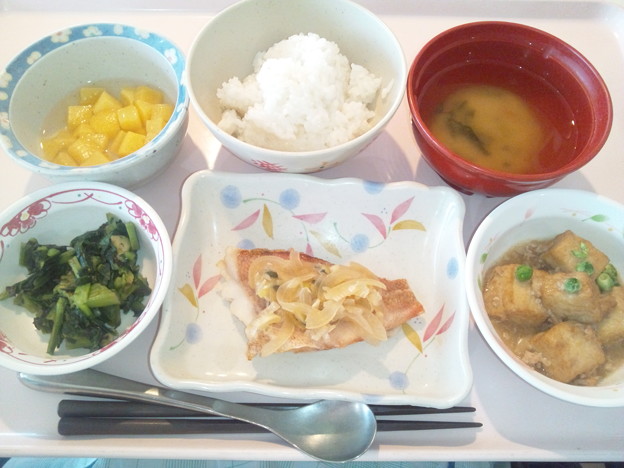 写真: ６月１４日昼食(赤魚の香味野菜がけ) #病院食