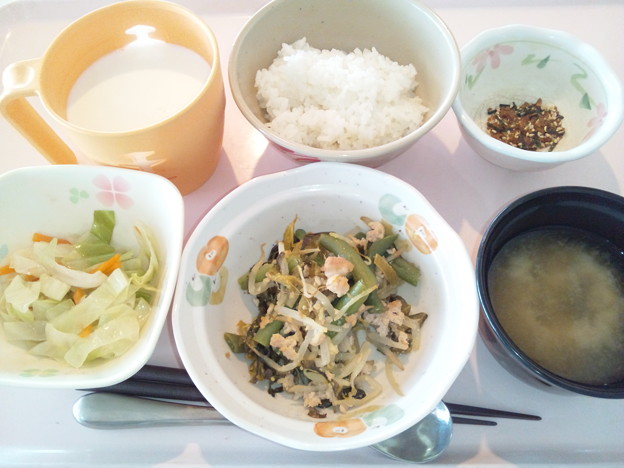 ７月５日朝食(高菜炒め) #病院食