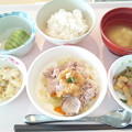 写真: ７月１０日昼食(茹で豚のおろしポン酢がけ) #病院食