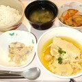写真: ８月３日夕食(高野豆腐とエビの玉子とじ) #病院食