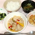 写真: ９月２１日夕食(豚肉と野菜の甘酢炒め) #病院食