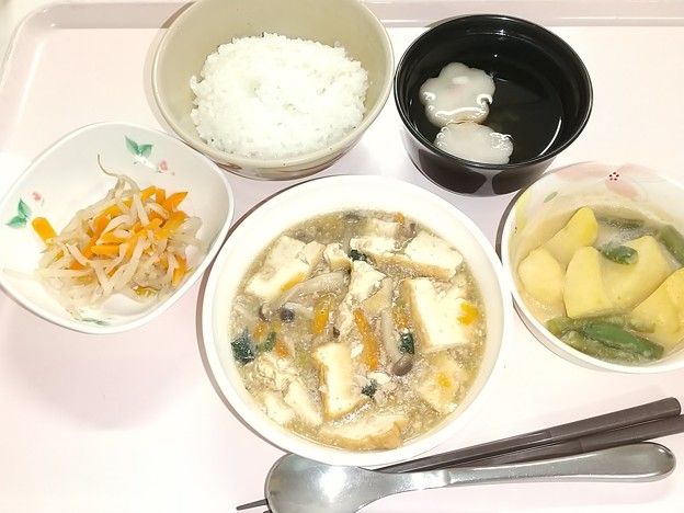 Photos: ３月２０日夕食(厚揚げのきのこあんかけ) #病院食