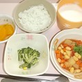 Photos: ３月２３日朝食(大豆と野菜のトマト煮) #病院食