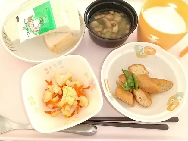 Photos: ４月１日朝食(がんもの煮物) #病院食