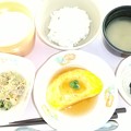 写真: ４月４日朝食(オムレツ(和風あんかけ)) #病院食